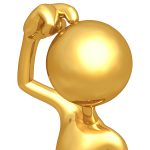 Gold man scratching head to indicate confusion. 