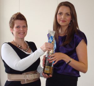 Jo Small with Louise Connors Jo Small pictured with Louise Connors at Encompass Europe.
